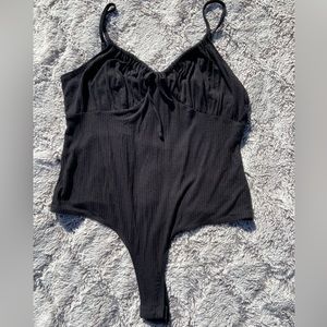 Black cinched top bodysuit - large, stitch & pine